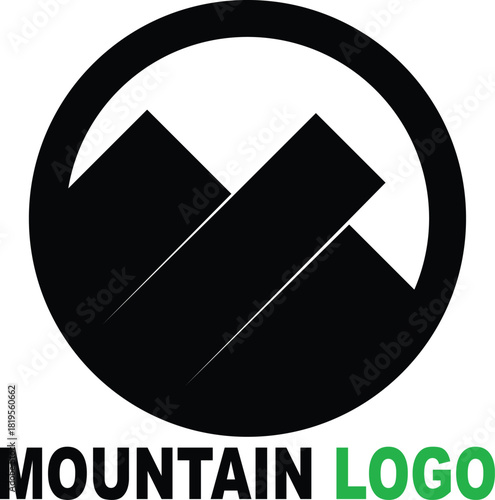 Abstract mountain peak logo design within a circular outline vector