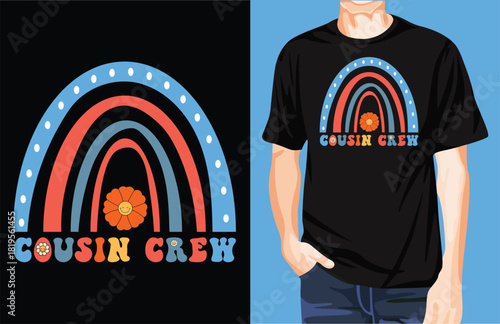 Cousin crew rainbow t-shirt design
