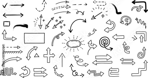 Hand drawn arrow collection sketchy directional icons for design elements
