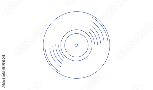 Stylized outline of a vinyl record with grooves and center label