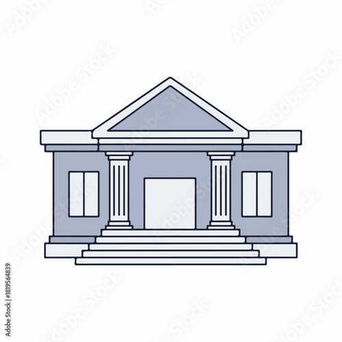Minimalist illustration of a grand building with columns and steps, representing a place of learning or government
