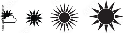 Abstract black starburst shapes of varying sizes on a clean white background