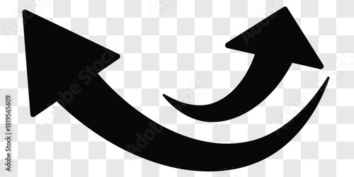  Long arrows icon. Long curved hand drawn arrow. upward arrow curve for progress, growth, and success in business and finance. Set  of long curve arrow icon vector . curve arrow icon set.