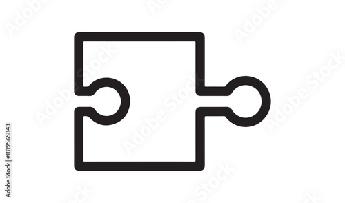 Simple line art icon of two puzzle pieces connecting
