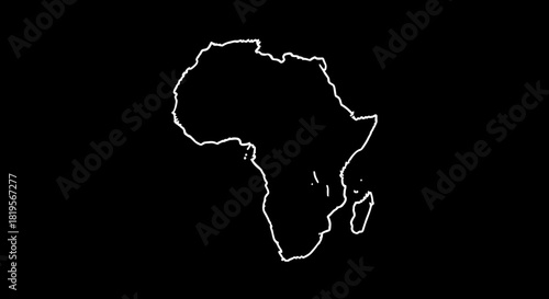 Minimalist line drawing representing the vast continent of Africa at night