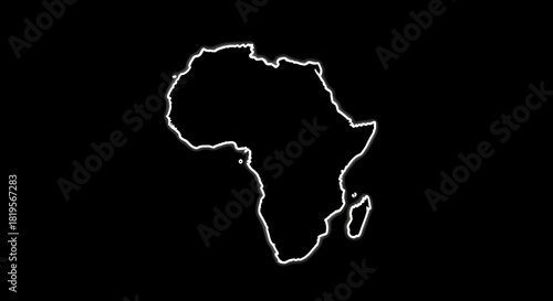 Simple white outline map of the continent of Africa on black background