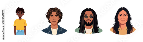 Diverse animated portraits of individuals in various ages and styles