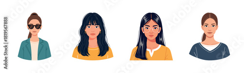 Illustration of diverse female characters in various styles and outfits