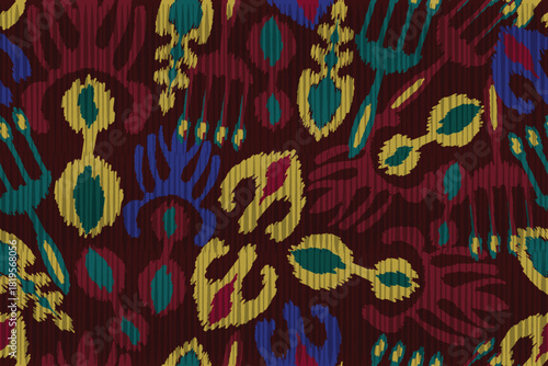 abstract seamless motif fabric patterns, abstract ikat, carpet, fabric, batik	
