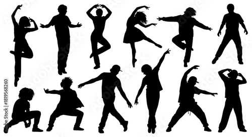 Dynamic Silhouettes Showcasing Diverse Dance and Athletic Human Forms