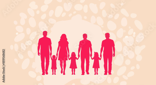 Diverse Family Silhouettes Representing Togetherness and Community Support