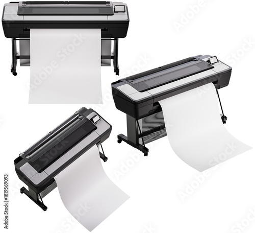 Plakat Large Format Roll Printer Mockup with Wide Paper Plotter – Printing Equipment Template
