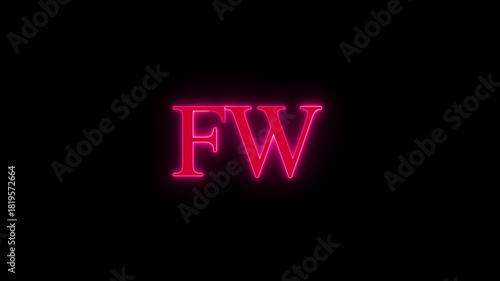 Glowing neon pink fw word on black background