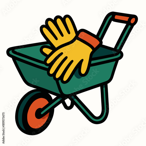 Gloves resting on garden cart