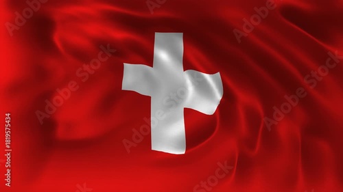 Realistic Switzerland flag waving in a seamless loop with detailed fabric texture perfect for Swiss National Day, federal celebrations, cultural projects, and 4K visual presentations