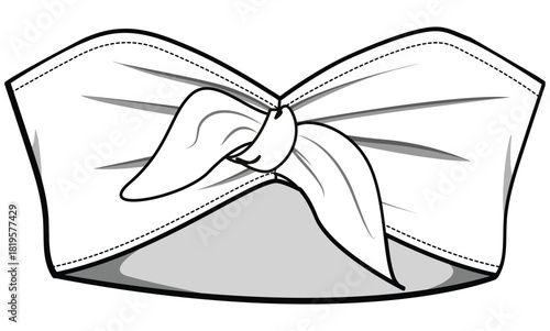 Front Knot Summer Tube Top Fashion Flat Sketch Vector Illustration, CAD, Technical Drawing, Flat Drawing, Template, Mockup.