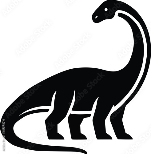 Long Neck Dinosaur Silhouette – Brachiosaurus Style Prehistoric Vector Icon