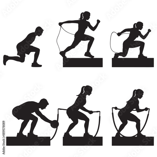 Functional Fitness Silhouettes Set: Lunges, Resistance Training & Full Body Workout