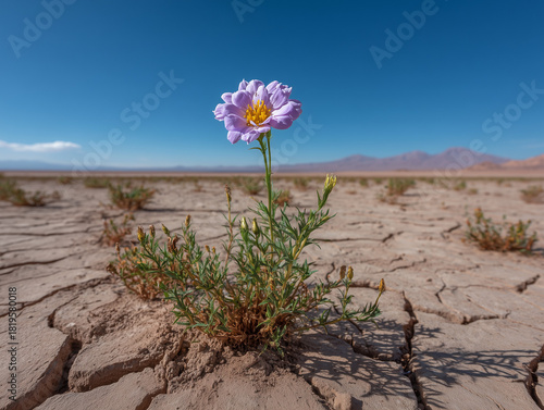 Cistanthe grandiflora blooming in atacama desert, chile