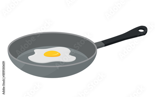 Egg Frying in a Pan - Simple Illustration of an Egg Fried in a Pan. Ideal for Breakfast, Cooking or Food-Related Themed.