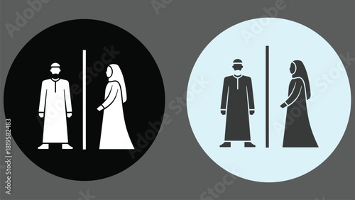 Muslim Men and Women Restroom Segregation Icons Vector illustration