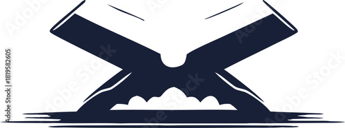 Minimal vector illustration of an open book on a stand, knowledge and learning. Perfect for education, library, and publishing design projects. Elegant and modern academic artwork.