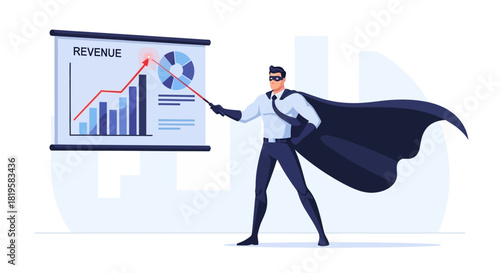 Superhero Presenting Revenue Growth Business Success Financial Goals Achieved Presentation