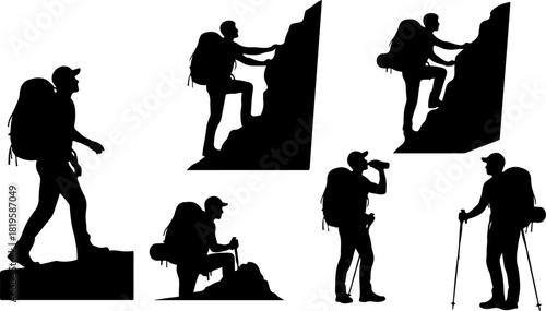 Hiker Silhouette Vector Set