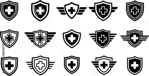 Medical Healthcare Protection Icons Set