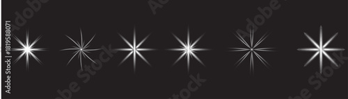Flash light on black background. Vector glow sparkle effect. Abstract lens flare ignition. Flashing lights
