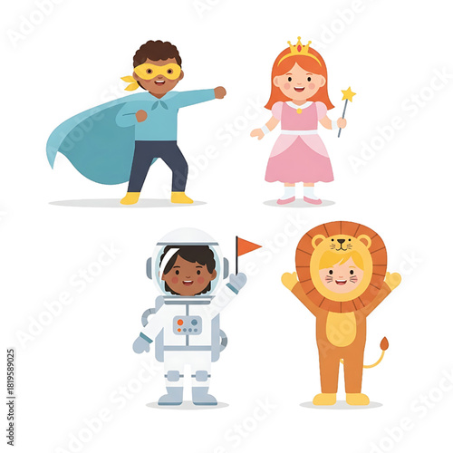 Kids in Costumes: Superhero Princess Astronaut and Lion