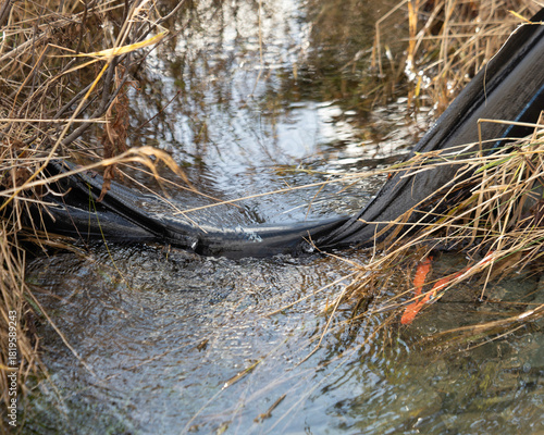 Silt fencing used to control sediment erosion during construction.