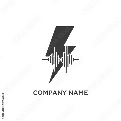 Lightning Bolt with Sound Wave Logo for Audio Technology Company.