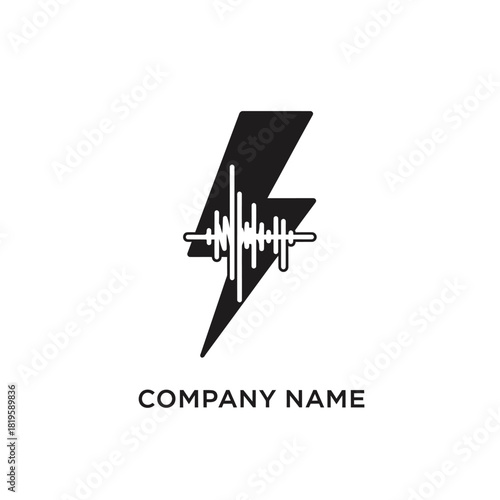 Lightning Bolt Sound Wave Logo Design.