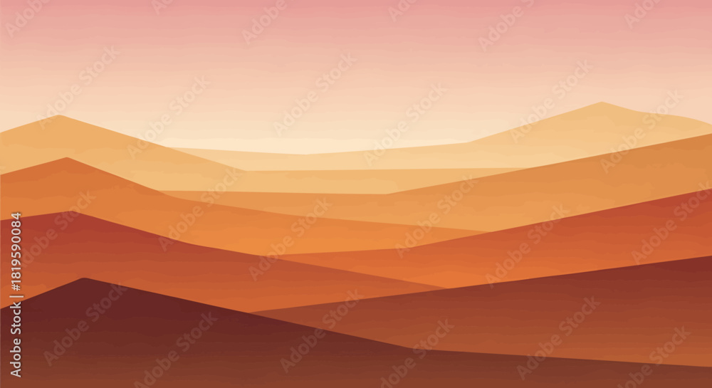Obraz premium Desert mountains at sunset with warm color gradients