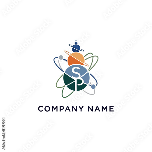 Science and Space Themed SP Monogram Logo Design.