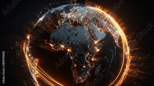 Wallpaper Mural Illuminated globe showing connected cities Torontodigital.ca