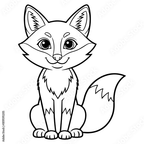 Adorable Fox Coloring Page Animal Illustration For Kids Vector Illustration