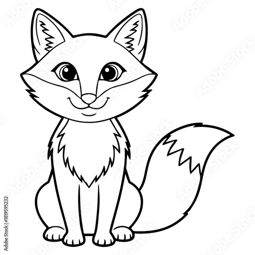 Adorable Fox Coloring Page Animal Illustration For Kids Vector Illustration