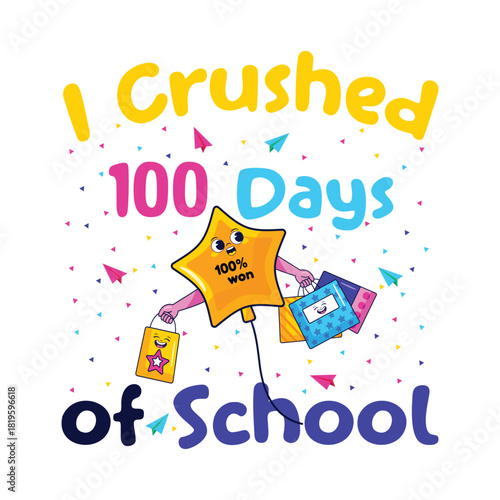 I crushed 100 days of school star character with shopping bags