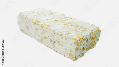Photos Tempeh or soybean tempeh, a source of vegetable protein made from soybeans that