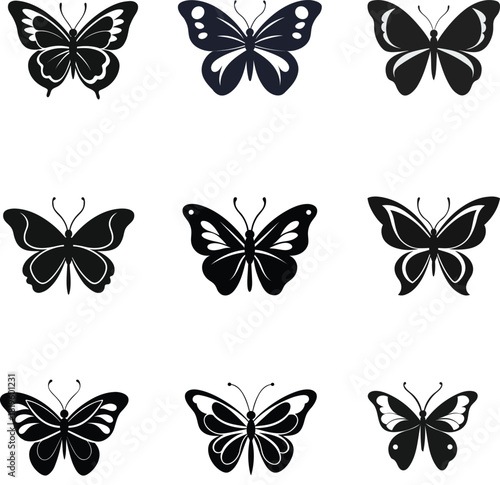 Collection of butterfly icons