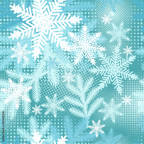 Seamless Snowflake Pattern . Not AI, vector illustration.