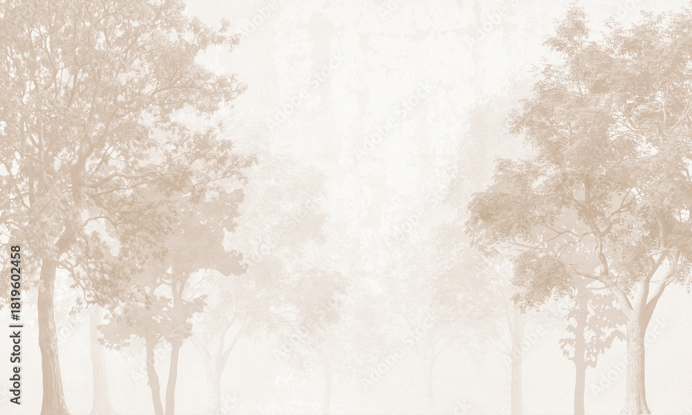 Fototapeta premium Soft Watercolor Forest Background with Mist and Neutral Tones