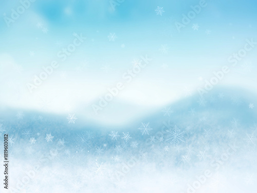 Wallpaper Mural Cool Winter Background with Soft Snowflakes, Icy Blue Gradients, Frosty Textures, Snowy Hills, Gentle Snowfall, Seamless Minimalistic Pattern for Cozy Kawaii Winter Atmosphere. Torontodigital.ca