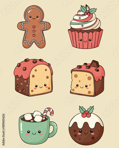 Candies Christmas elements illustration pack vector