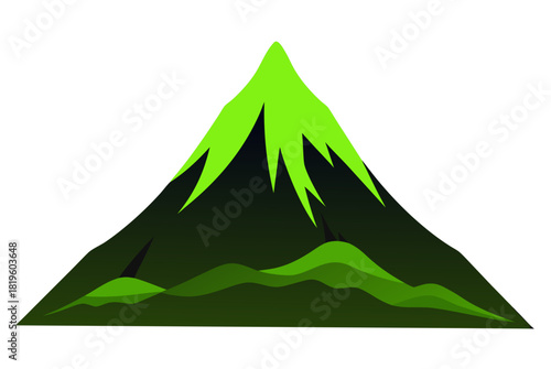 Green shaded mountain peak