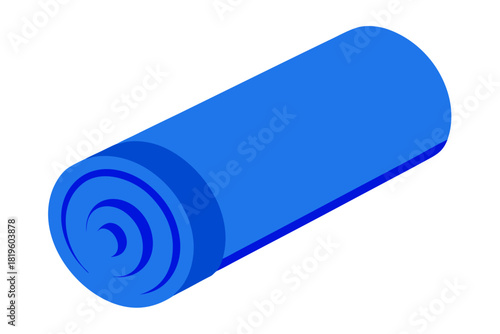 A rolled up blue yoga mat