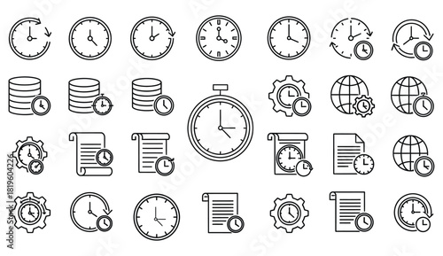 Time management vector icon set for business and productivity