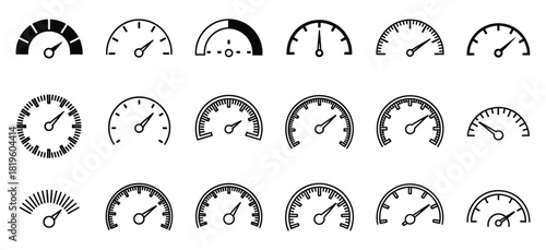 Hand drawn set of speedometer and gauge illustrations